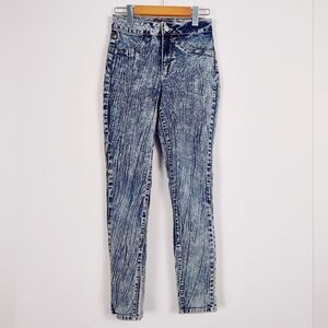 Vintage Acid Wash High-Waisted Skinny Jeans by QQMY - Cotton